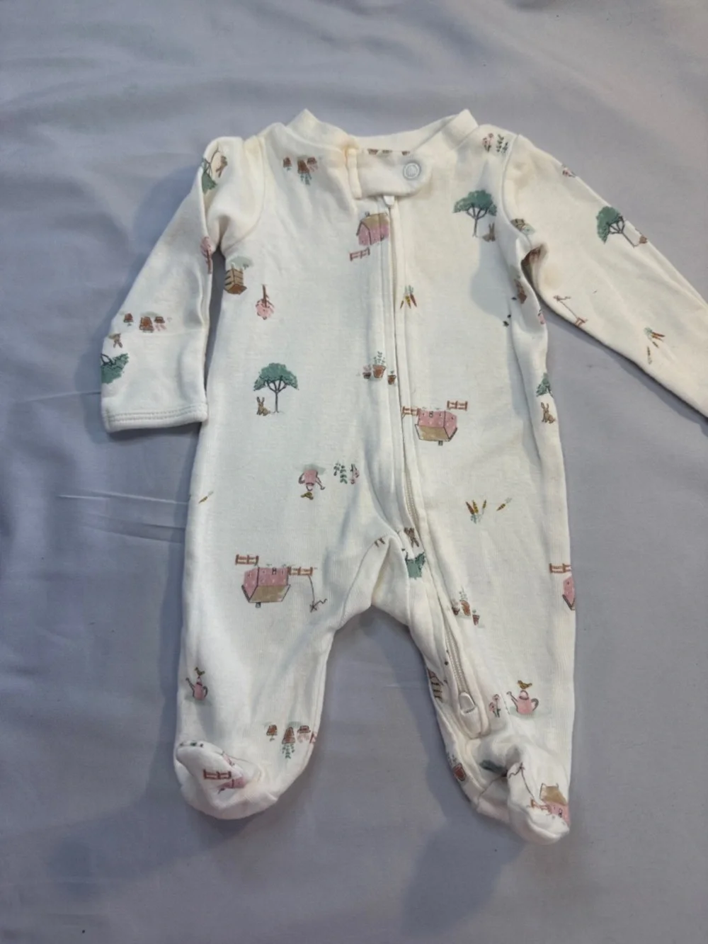 Carter's Cream Footed One-Piece with Tiny Woodland Motif - Picture 3 of 4